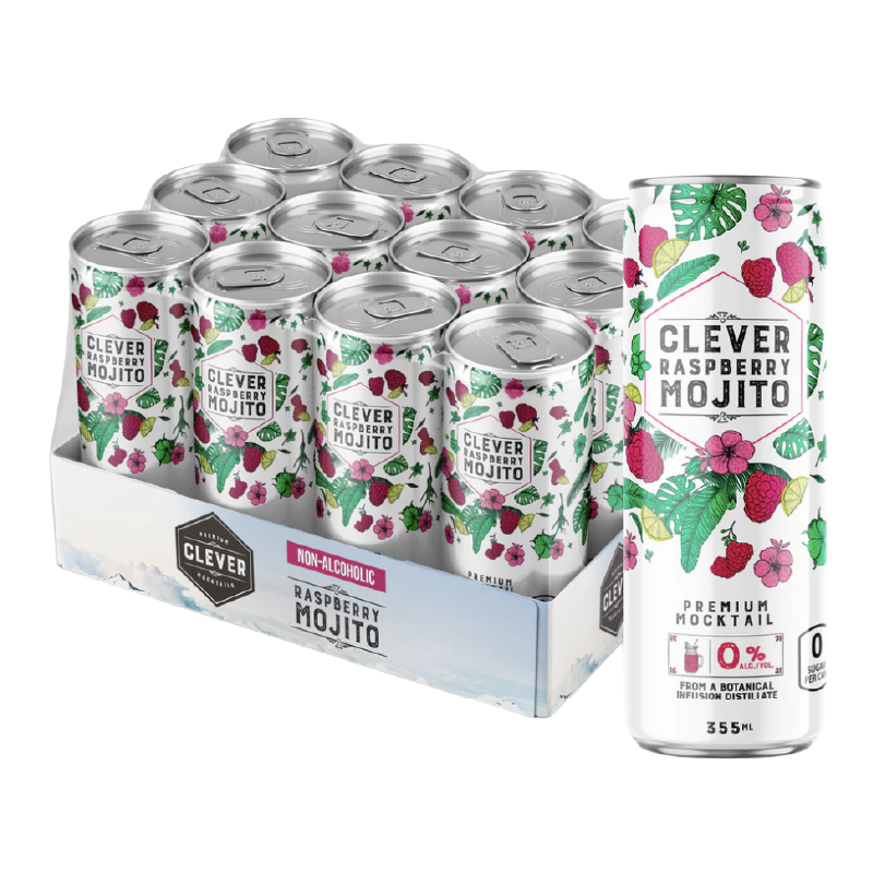 Clever Zero Sugar Raspberry Mojito – 355 ml | Single & 12-Pack